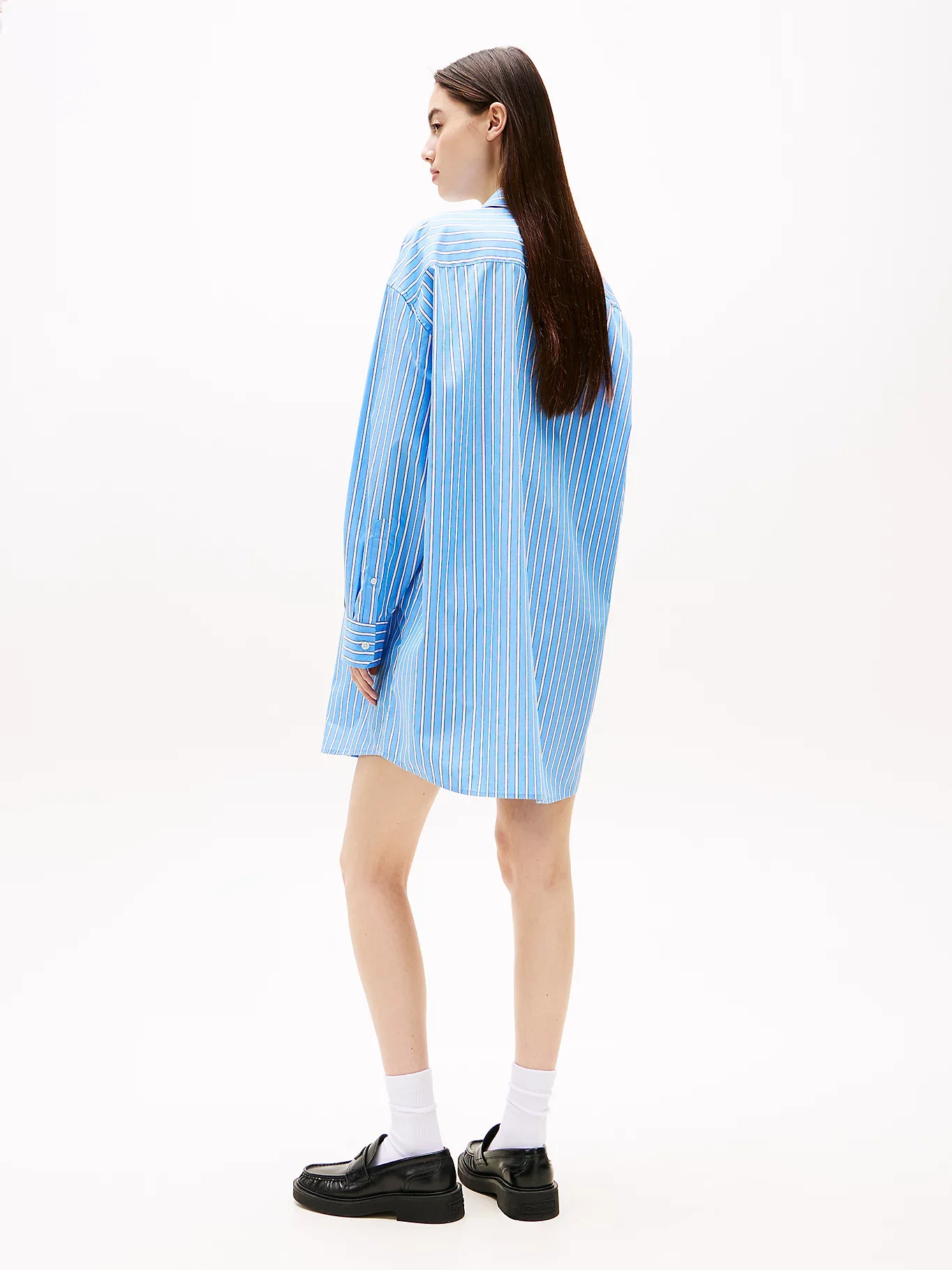 Tommy Hilfiger TJW OVS MINI SHIRT DRESS EXT Kadın Mavi Elbise DW0DW211220BB