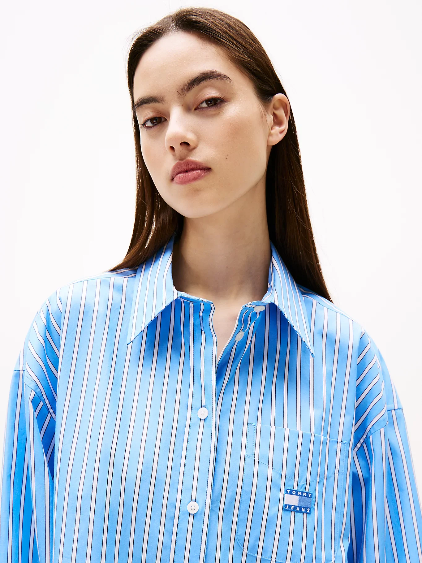 Tommy Hilfiger TJW OVS MINI SHIRT DRESS EXT Kadın Mavi Elbise DW0DW211220BB