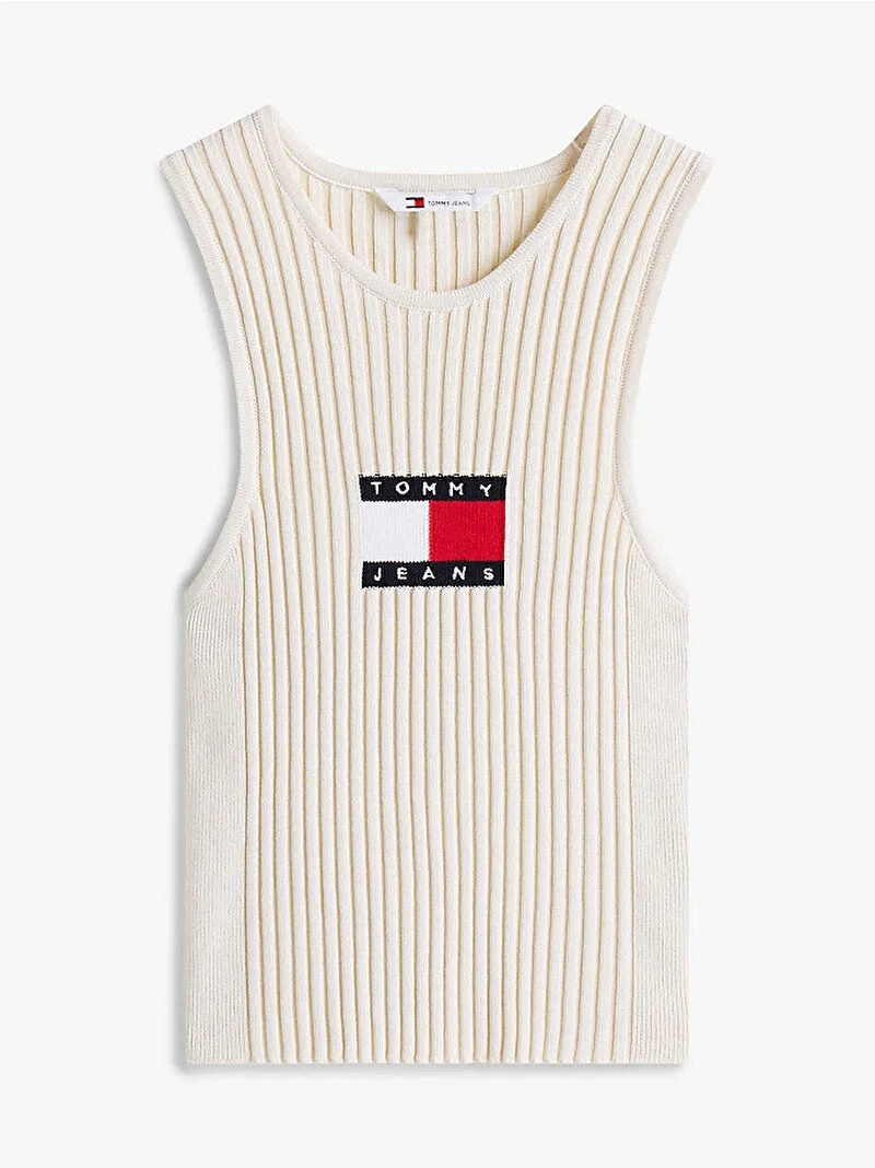 Tommy Hilfiger TJW RIB RACER TANK Kadın Beyaz Kazak DW0DW20975YBL