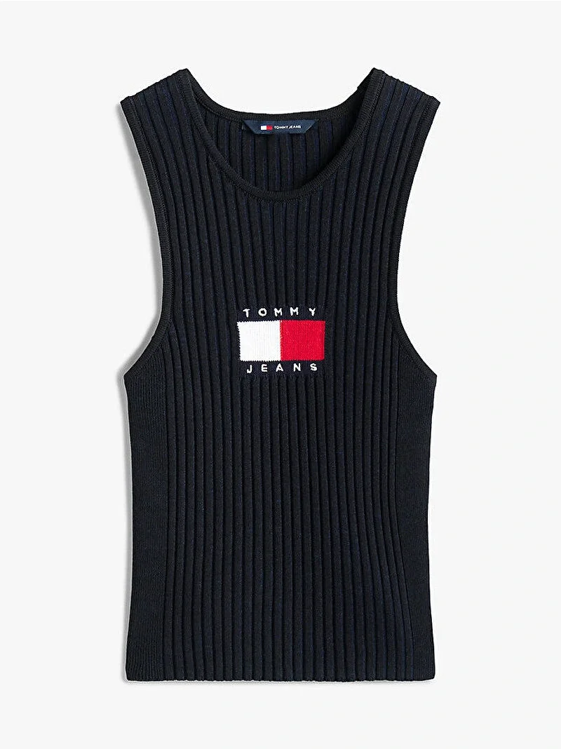 Tommy Hilfiger TJW RIB RACER TANK Kadın Siyah Kazak DW0DW20975BDS