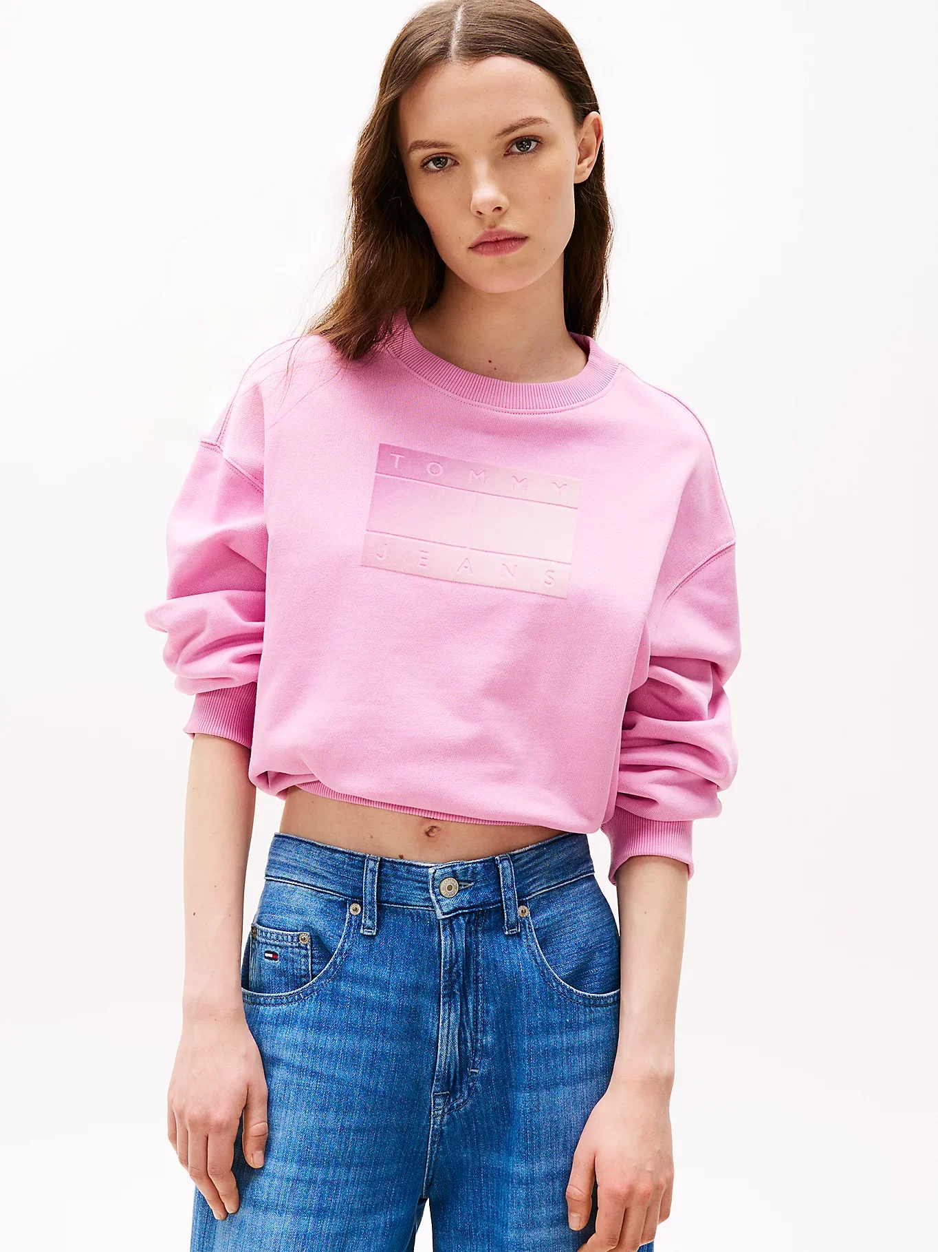 Tommy Hilfiger TJW RLX GRADIENT FLAG CREW Kadın Pembe Kazak DW0DW21396U06