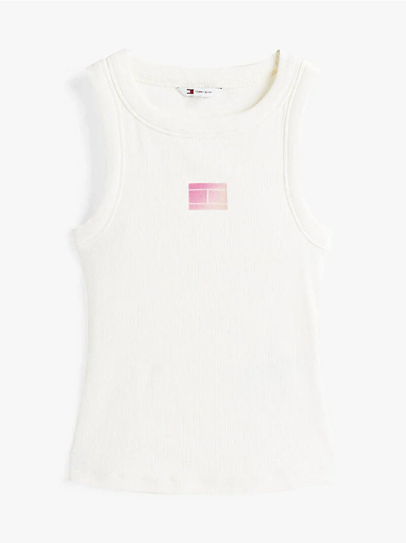 Tommy Hilfiger TJW SLIM GRADIENT FLAG TANK Kadın Beyaz  Atlet  DW0DW20920YBL