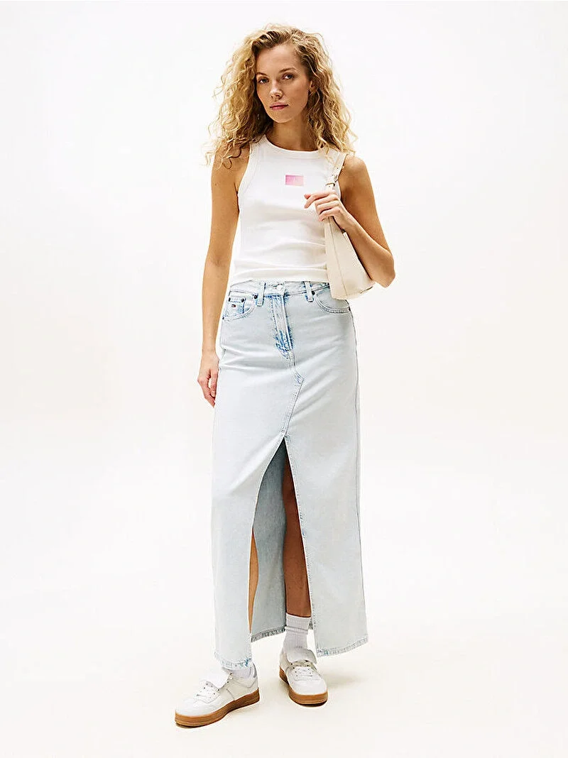 Tommy Hilfiger TJW SLIM GRADIENT FLAG TANK Kadın Beyaz  Atlet  DW0DW20920YBL