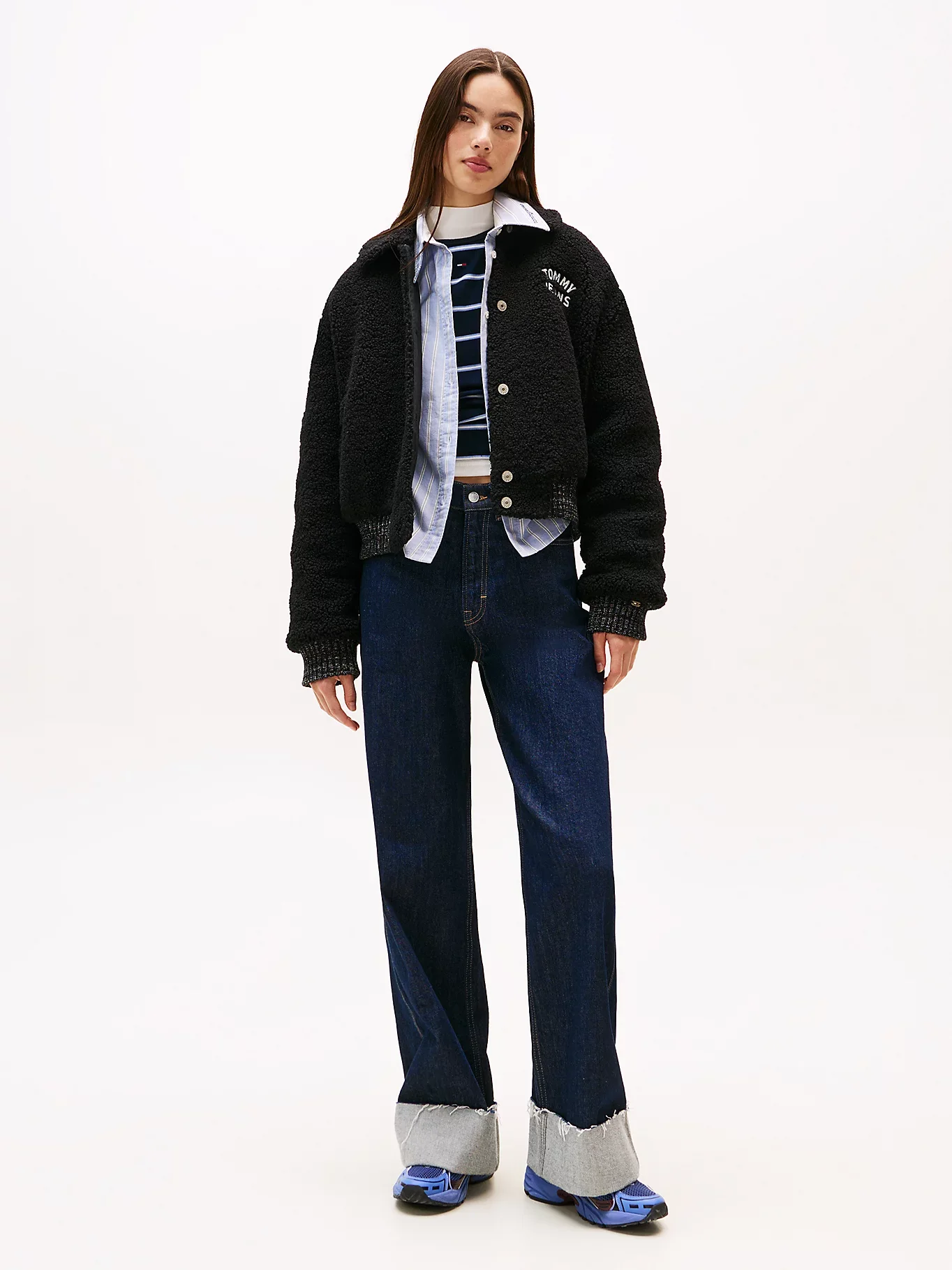 Tommy Hilfiger TJW Teddy Kolej Stili Bomber Kadın Siyah Ceket DW0DW21666BDS