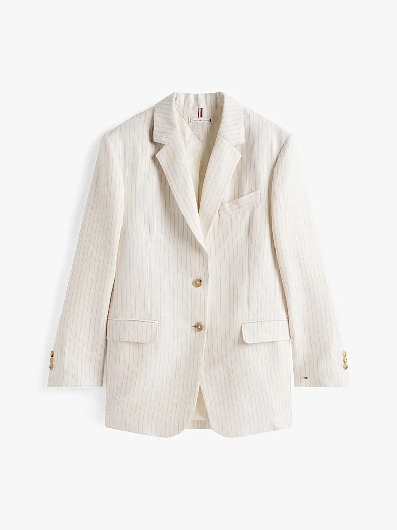Tommy Hilfiger VISCOSE LINEN RELAXED SB BLAZER Kadın  Blazer Ceket WW0WW4616703N