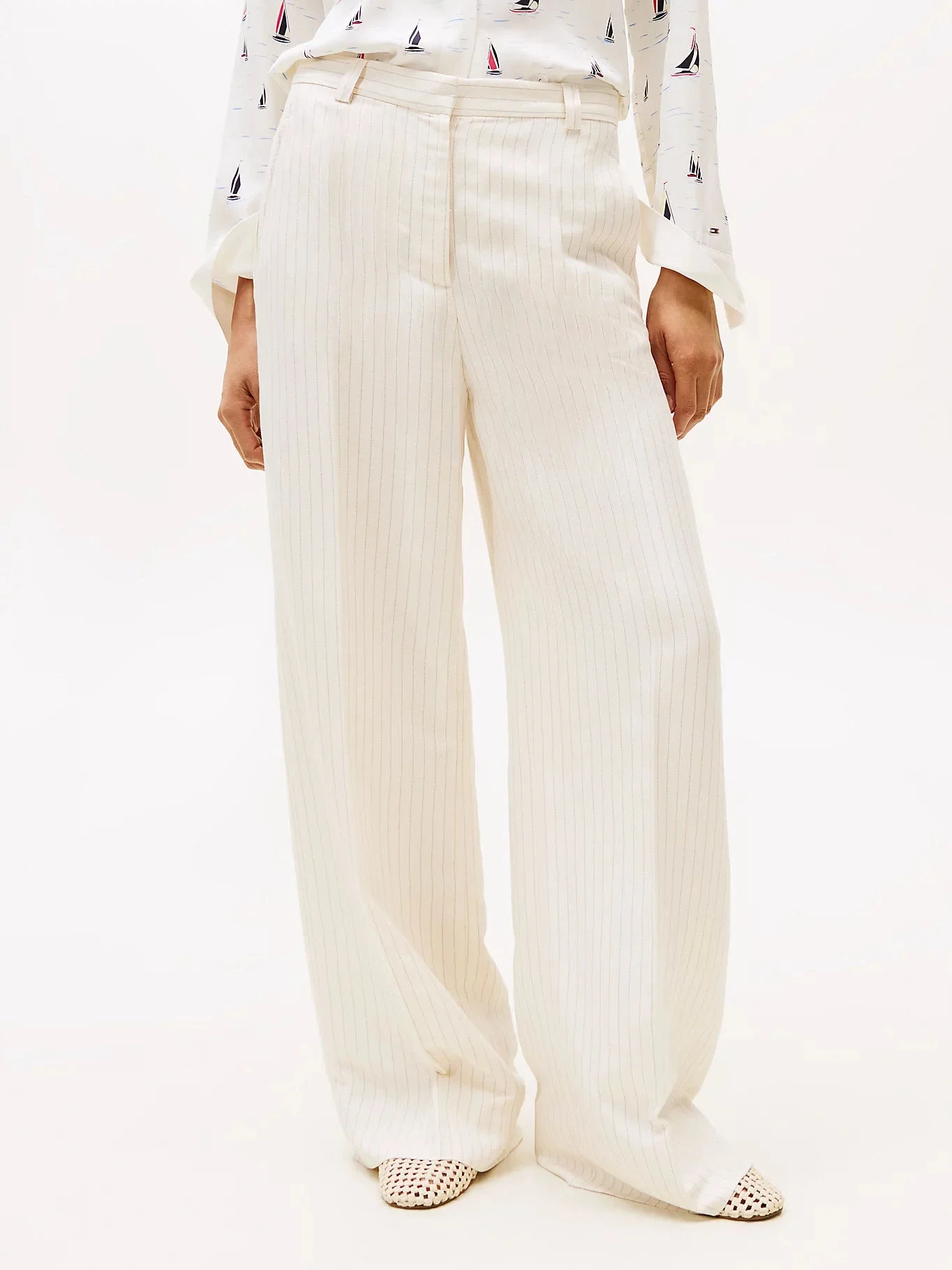 Tommy Hilfiger VISCOSE LINEN WIDE LEG PANTS Kadın  Pantolon WW0WW4546403N