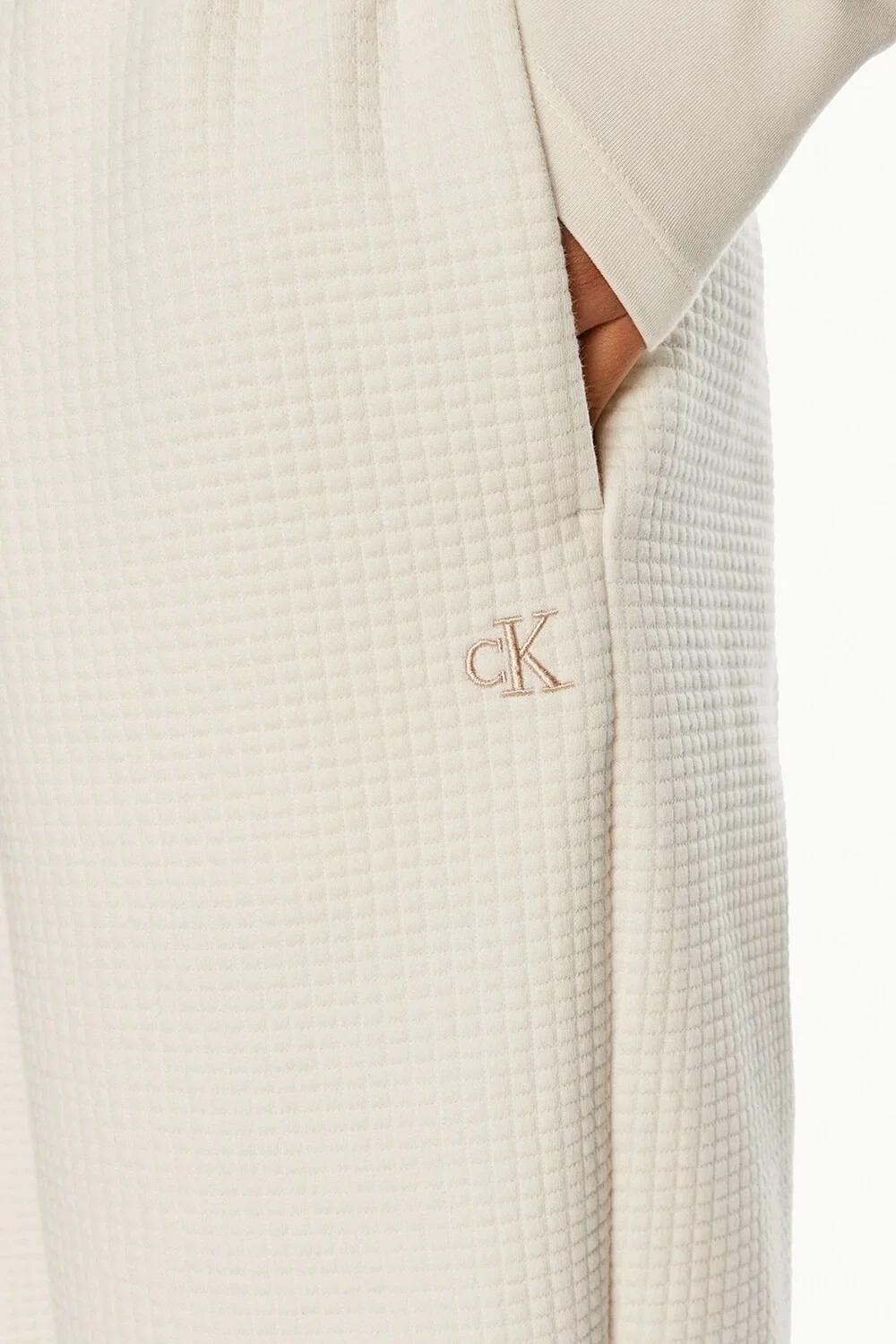 Calvin Klein WAFFLE KNIT CUFFED JOG PANT Kadın Beyaz Eşofman Altı J20J223920-YBI