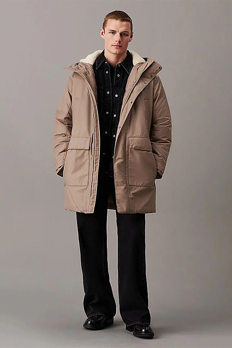 Calvin Klein WARM COTTON NYLON LONG PARKA Erkek GRİ Mont J30J326082-PAV