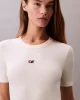 Calvin Klein Jeans A - MODAL RIB SS DRESS Kadın Beyaz Elbise LV044C902G-PBA
