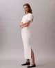 Calvin Klein Jeans A - MODAL RIB SS DRESS Kadın Beyaz Elbise LV044C902G-PBA