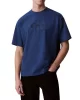 Calvin Klein Jeans Erkek Önü Kısa Arkası Uzun Nakışlı Mavi T-shirt LV04RB295G-C3I