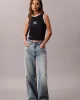 Calvin Klein Jeans Kadın CK Logolu Kolsuz Mavi T-shirt LV047C852G-CEF