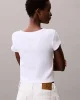 Calvin Klein Jeans Kadın Etiketli Fitilli Kısa Beyaz T-shirt LV047C200G-YAA