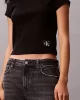 Calvin Klein Jeans Kadın Etiketli Fitilli Kısa Siyah T-shirt LV047C200G-UB1