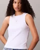 Calvin Klein Jeans Kadın Etiketli Pamuklu Fitilli Beyaz Bluz LV047C201G-YAA
