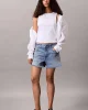 Calvin Klein Jeans Kadın Etiketli Pamuklu Fitilli Beyaz Bluz LV047C201G-YAA