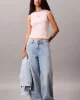 Calvin Klein Jeans Kadın Etiketli Pamuklu Fitilli Pembe Bluz LV047C201G-VI7