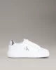 Calvin Klein Jeans Kadın Gümüş Rengi Deri Kalın Tabanlı Beyaz Sneaker YW0YW01876-02R