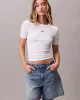 Calvin Klein Jeans Kadın Modal Fitilli Beyaz T-shirt LV044C901G-YAA
