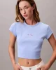 Calvin Klein Jeans Rib Kadın Mavi T-shirt LV047AB802-7ZQ
