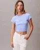 Calvin Klein Jeans Rib Kadın Mavi T-shirt LV047AB802-7ZQ
