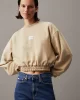 CK Jeans WOVEN LABEL CREW NECK Kadın Bej Sweatshirt J20J223535-RAE