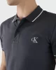 Calvin Klein Erkek Şeritli Logolu Lacivert Polo Yaka T-shirt