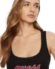 Guess CHENILLE LOGO TANK TOP RIB Kadın Siyah Atlet W5RP03KA0H1-JBLK