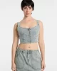 Guess GO ZIP BUSTIER Kadın Mavi Crop W5GG25D5OTA-GDSR