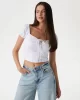 Guess Elıane Ss Puffed Top Kadın Beyaz Bluz W5GP13KCVA1-G011