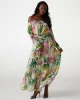Guess JOSEE OFF SHOULDER LONG DRESS Kadın Çok Renkli Elbise W5GK16WH9Z2-P8FY