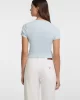 Guess Jeans GJ SL CN SNAP EMBRO SLIM TOP Kadın Mavi T-shirt W5GP27KA0H1-G7O7