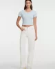 Guess Jeans GJ SL CN SNAP EMBRO SLIM TOP Kadın Mavi T-shirt W5GP27KA0H1-G7O7