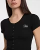 Guess Jeans GJ SL CN SNAP EMBRO SLIM TOP Kadın Siyah T-shirt W5GP27KA0H1-JBLK
