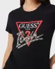 Guess SS CN TRIANGLE LOVE TEE Kadın Siyah T-shirt W5RI10I3Z14-JBLK