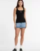 Guess Jeans GJ TANK TOP SLIM RIB EMBRO Kadın Siyah Atlet W5GP26KA0H1-JBLK