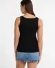 Guess Jeans GJ TANK TOP SLIM RIB EMBRO Kadın Siyah Atlet W5GP26KA0H1-JBLK