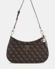 Guess Noelle Top Zıp Shoulder Bag Kadın Kahverengi Omuz Çantası HWQL7879180-BRO