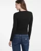 Guess Jeans GJ LS CN EMBRO SLIM RIB TEE Kadın Siyah Bluz W5RI58KA0H1-JBLK