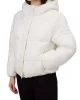 CK Jeans LOGO SHORT HOODED PUFFER Kadın Beyaz Mont J20J224112-YBI