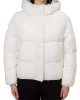 CK Jeans LOGO SHORT HOODED PUFFER Kadın Beyaz Mont J20J224112-YBI