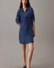 CK Jeans LYOCELL BELTED DENIM SHIRT DRESS Kadın  Elbise J20J225008-1BY