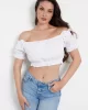 Guess OFF SHOULDER FRIDA T Kadın Beyaz Crop W4GH40WG4F0-G011