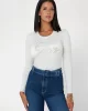 Guess Olıve Logo Rn Ls Swtr Kadın Beyaz Kazak W4BR04Z2NQ2-G012
