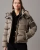 CK Jeans SHINY MONOLOGO ND SHORT PUFFER Kadın Kahverengi Mont J20J224616-PAV