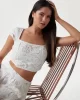 Guess SL DOMITILLE CORSET TOP Kadın Beyaz Crop W5GH65WH521-G011