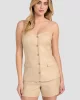 Guess SL ISABEAU CORSET TOP Kadın Kahverengi Bluz W5GH0LWH5L2-G1L7