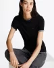 Tommy Hilfiger SLIM CODY C-NK SS Kadın siyah T-shirt WW0WW40587BDS