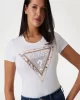 Guess SS CN CHEETA LOGO TRIANGLE TEE Kadın Beyaz T-shirt W5RI22J1314-G011