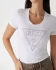 Guess Ss Cn Shıny Trıangle Tee Kadın Beyaz T-Shirt W5RI11J1314-G011
